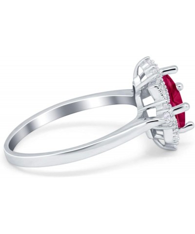 Art Deco Vintage Princess Cut Wedding Engagement Ring Round Simulated Cubic Zirconia 925 Sterling Silver Simulated Ruby CZ $1...