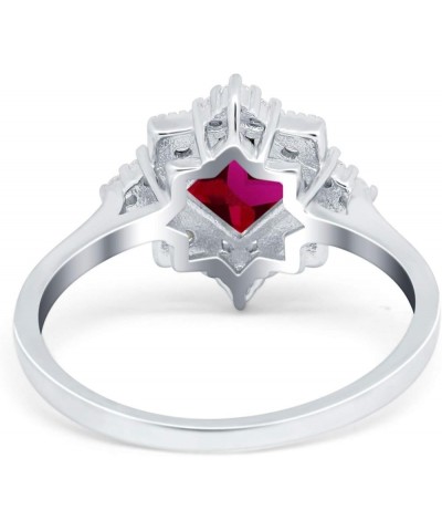 Art Deco Vintage Princess Cut Wedding Engagement Ring Round Simulated Cubic Zirconia 925 Sterling Silver Simulated Ruby CZ $1...