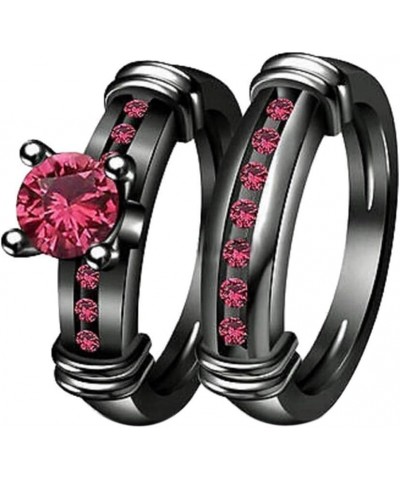 Bridal Sets Black Gold Plated Womens Wedding Bands Blue Cz Engagement Ring Sets Red 8 $9.03 Sets