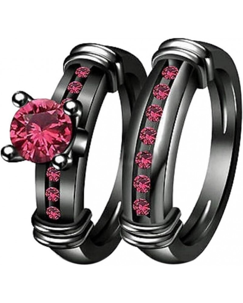 Bridal Sets Black Gold Plated Womens Wedding Bands Blue Cz Engagement Ring Sets Red 8 $9.03 Sets