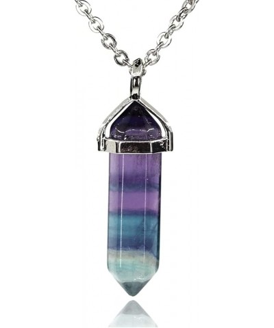 Gemstone Hexagonal Pointed Reiki Chakra Pendant Necklace 18 Fluorite $6.59 Necklaces