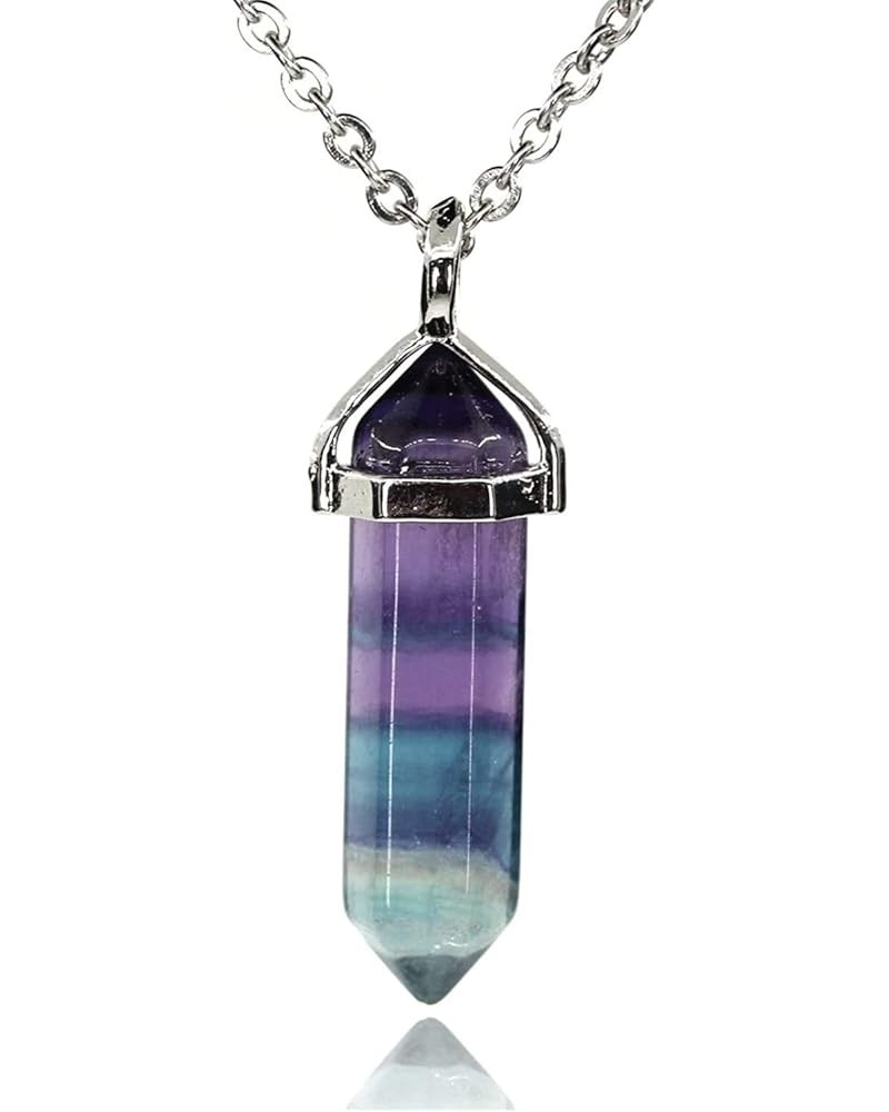 Gemstone Hexagonal Pointed Reiki Chakra Pendant Necklace 18 Fluorite $6.59 Necklaces