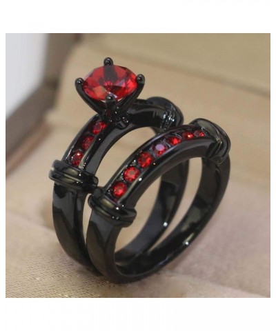 Bridal Sets Black Gold Plated Womens Wedding Bands Blue Cz Engagement Ring Sets Red 8 $9.03 Sets