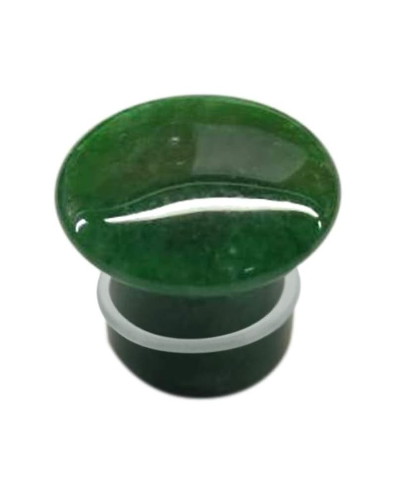 Pair of Green Jade Single Flare Stone Ear Plugs Silicone O-Ring Expander synthetic Gauges 8ga - 1 inch E617 6 Gauge(4mm) $15....