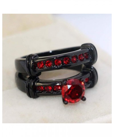 Bridal Sets Black Gold Plated Womens Wedding Bands Blue Cz Engagement Ring Sets Red 8 $9.03 Sets