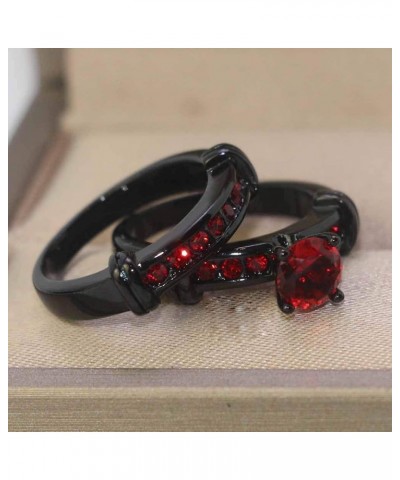 Bridal Sets Black Gold Plated Womens Wedding Bands Blue Cz Engagement Ring Sets Red 8 $9.03 Sets