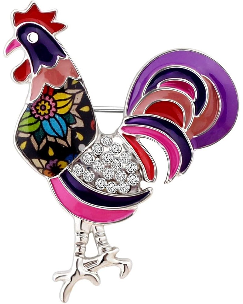 Enamel Chicken Brooches Animals Lapel Pin Clothes Scarf Jewelry Gift for Women Girls Violet $8.54 Brooches & Pins