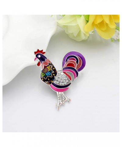 Enamel Chicken Brooches Animals Lapel Pin Clothes Scarf Jewelry Gift for Women Girls Violet $8.54 Brooches & Pins