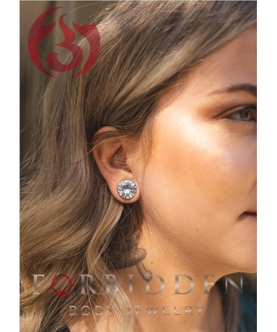 8G-7/8 Surgical Steel Screw Fit CZ Center Tunnel Plug Earrings (Sold as Pair) 14mm (9/16") $10.25 Body Jewelry