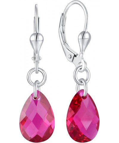 Women Earrings,925 Sterling Silver Leverback Dangle Earrings with 8X12mm Teardrop Gemstone Drop Earrings 7-Ruby Color $11.87 ...