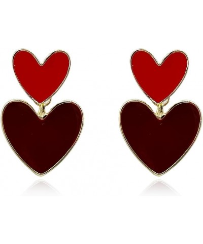 Red Heart Earrings Glitter Cute Big Red Heart Statement Drop Dangle Earrings for Women Girls D-2 Heart,Red $6.88 Earrings