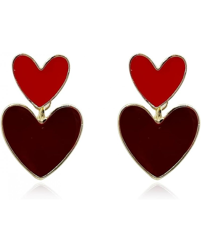 Red Heart Earrings Glitter Cute Big Red Heart Statement Drop Dangle Earrings for Women Girls D-2 Heart,Red $6.88 Earrings