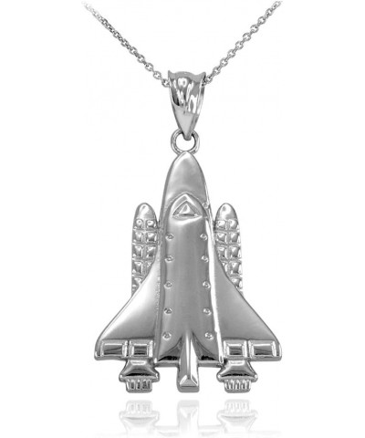 Fine 925 Sterling Silver Space Shuttle Rocketship Pendant Necklace 16.0 Inches $17.59 Necklaces