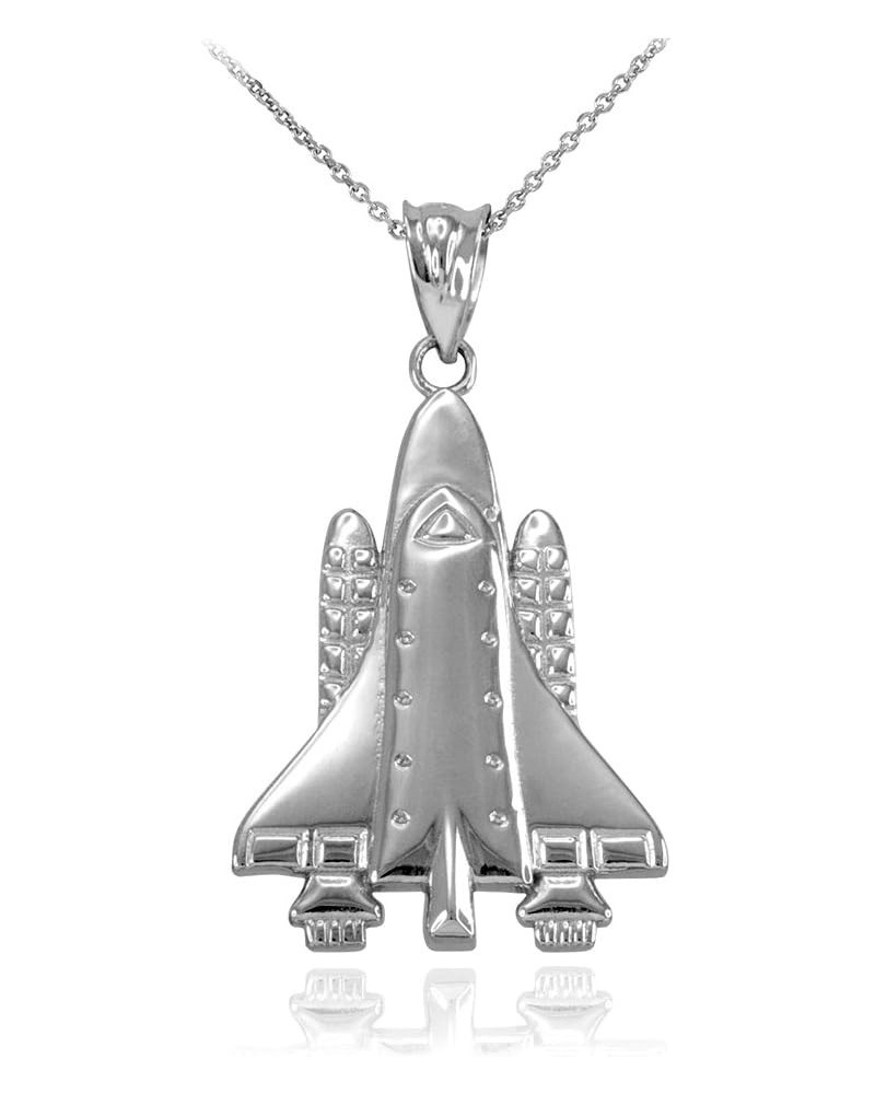 Fine 925 Sterling Silver Space Shuttle Rocketship Pendant Necklace 16.0 Inches $17.59 Necklaces