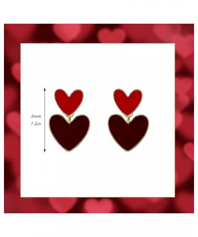 Red Heart Earrings Glitter Cute Big Red Heart Statement Drop Dangle Earrings for Women Girls D-2 Heart,Red $6.88 Earrings