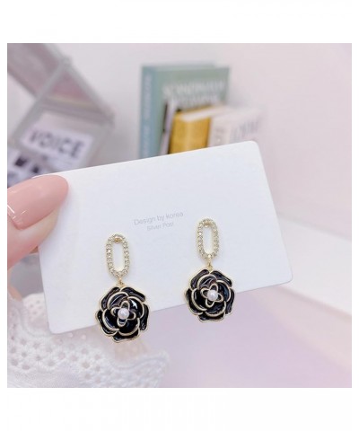 Camellia Flower Pearl Earrings for Women Girls Fashion Flower Drop Earrings Hypoallergenic Pearl Earrings Cute and Exquisite ...