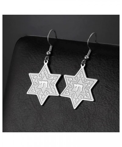 Star of David Earrings Drop Dangle Earrings for Women Israel Jewelry Jewish Earrings Hanukkah Gift Six pointed Star Stainless...