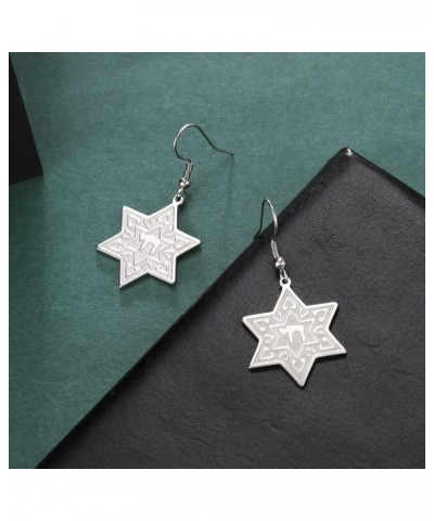 Star of David Earrings Drop Dangle Earrings for Women Israel Jewelry Jewish Earrings Hanukkah Gift Six pointed Star Stainless...