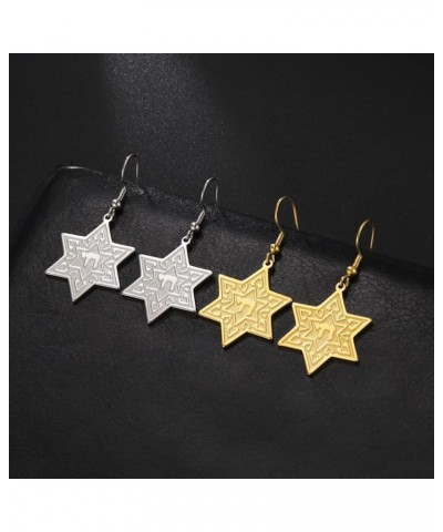 Star of David Earrings Drop Dangle Earrings for Women Israel Jewelry Jewish Earrings Hanukkah Gift Six pointed Star Stainless...