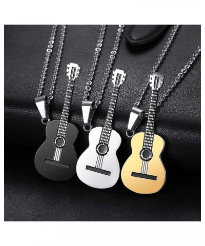 Guitar Pick Necklace with Men Women Adjustable Chain Hip Hop Music Style Titanium Steel Guitar Tag Pendant Jewelry Personaliz...