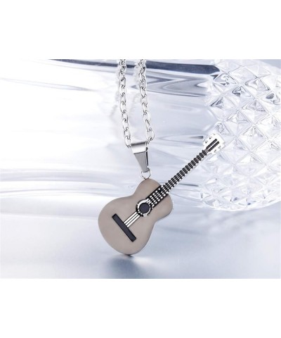 Guitar Pick Necklace with Men Women Adjustable Chain Hip Hop Music Style Titanium Steel Guitar Tag Pendant Jewelry Personaliz...