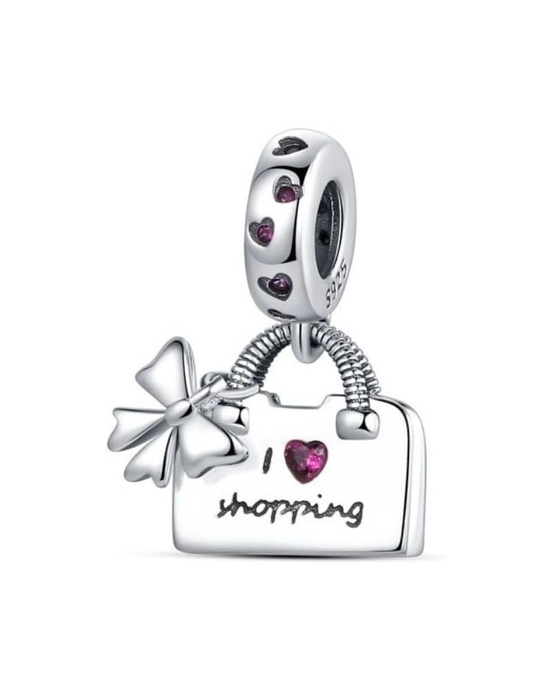 Charm 925 Sterling Silver Pendant,Girl Jewelry Beads Gifts for Women Bracelet&Necklace Shopping Bag Dangle $8.39 Bracelets