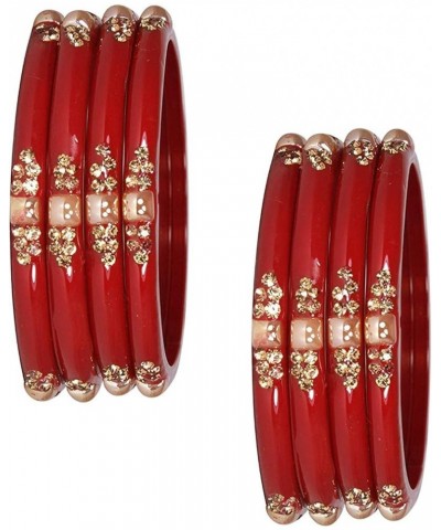 Glass with Zircon Gemstone & Beads Studded worked Glossy Finished Kada Set For Women and Girls | Set of 8 Red 2.2 Inches $19....