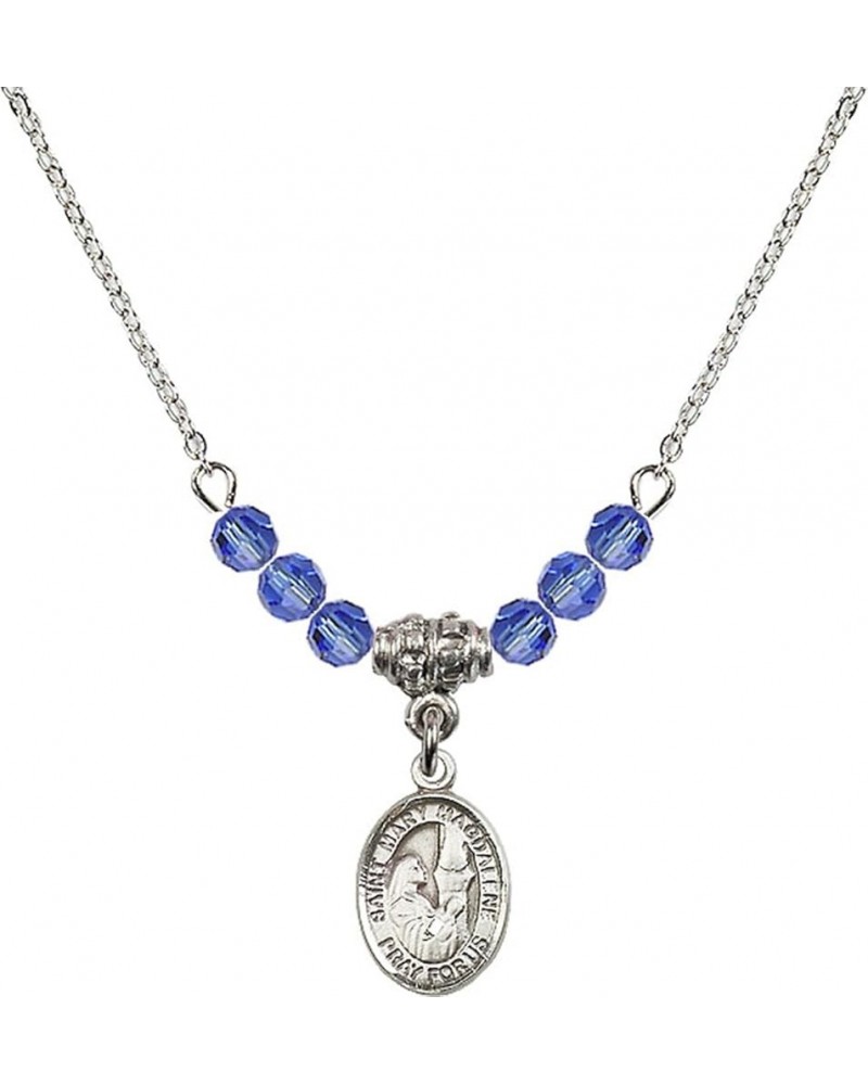 September Birth Month Bead Necklace with Catholic Patron Saint Petite Charm, 18 Inch Saint Mary Magdalene $27.25 Necklaces