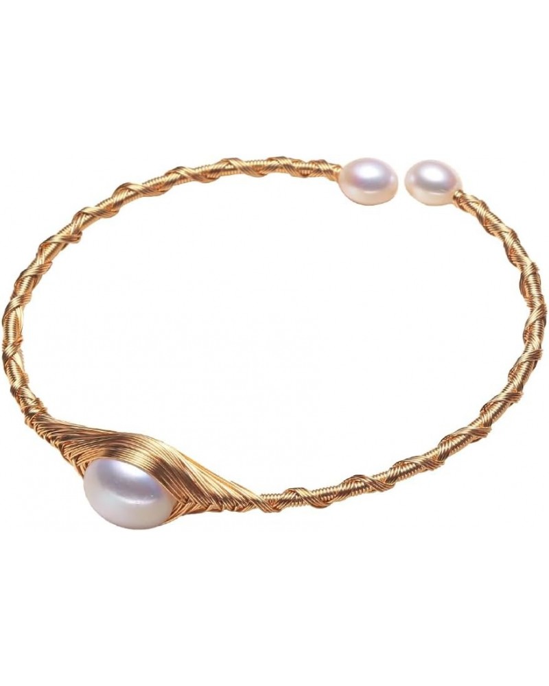 Pearl Bracelets Cuff Bangles for Women 7-8mm Natural Freshwater Baroque Pearl Edison Pearls Vintage Bracelet Gift for Grandma...