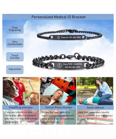 Medical Alert ID Bracelet - Mens Womens Stainless Steel ID Tag Medical Alert Emergency Bracelet,7.2/8/8.4 Inches epilepsy Wid...