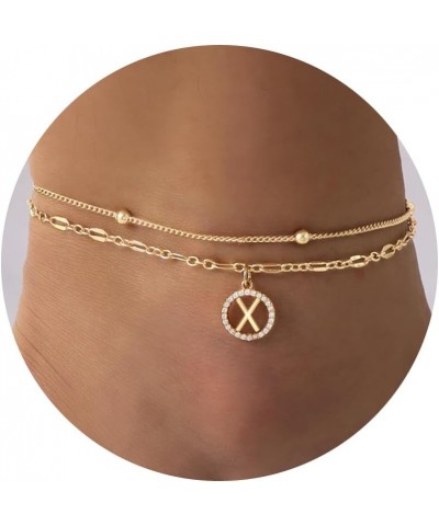 Ankle Bracelets for Women Teen Girls Gifts Gold Plated Stainless Steel Anklets for Women Dainty Initial Anklet Link Summer Be...