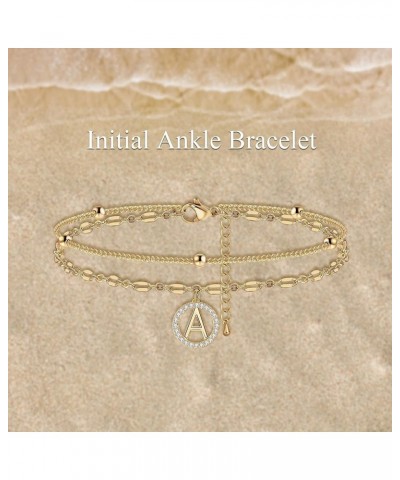 Ankle Bracelets for Women Teen Girls Gifts Gold Plated Stainless Steel Anklets for Women Dainty Initial Anklet Link Summer Be...