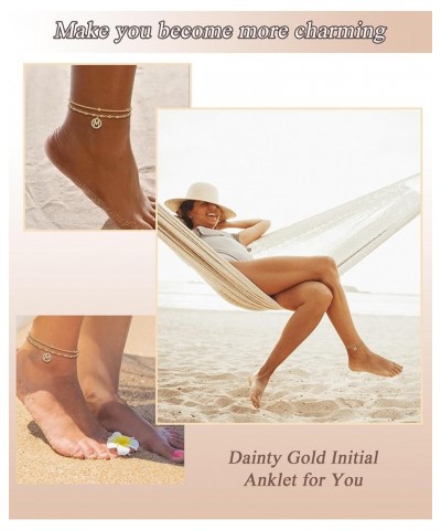 Ankle Bracelets for Women Teen Girls Gifts Gold Plated Stainless Steel Anklets for Women Dainty Initial Anklet Link Summer Be...