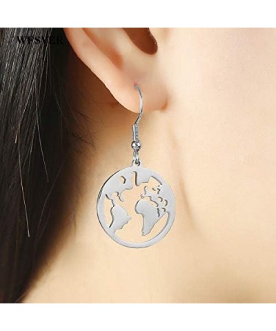 Vintage Round Origami World Map Necklace Women Geometric Earth Globe Map Necklace Circle Pendants Choker Jewelry 18 Drop ear-...