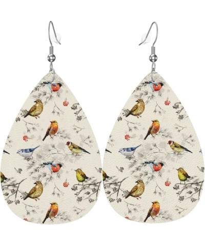 Leopard Print Earrings for Women Trendy Teen Girls Leather Dangle Teardrop Earring Birds Leather Earring $11.79 Earrings