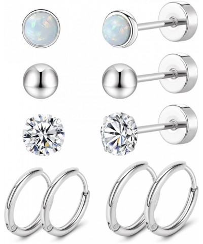 Titanium Earrings for Sensitive Ears 20G Titanium Stud Earrings and Hoop earrings Ball Opal Cubic Zirconia G23 Pure Titanium ...