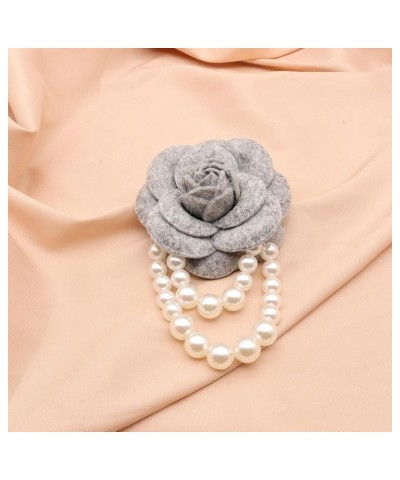 Elegant Camellia Flower Faux Pearl Brooch Pin,Bohemian Fabric Flower Brooch Pins Pearl Tassel for Women Teen Girls, Corsage W...