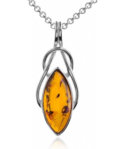 Amber Sterling Silver Celtic Large Pendant Necklace 18 Inches $15.37 Necklaces