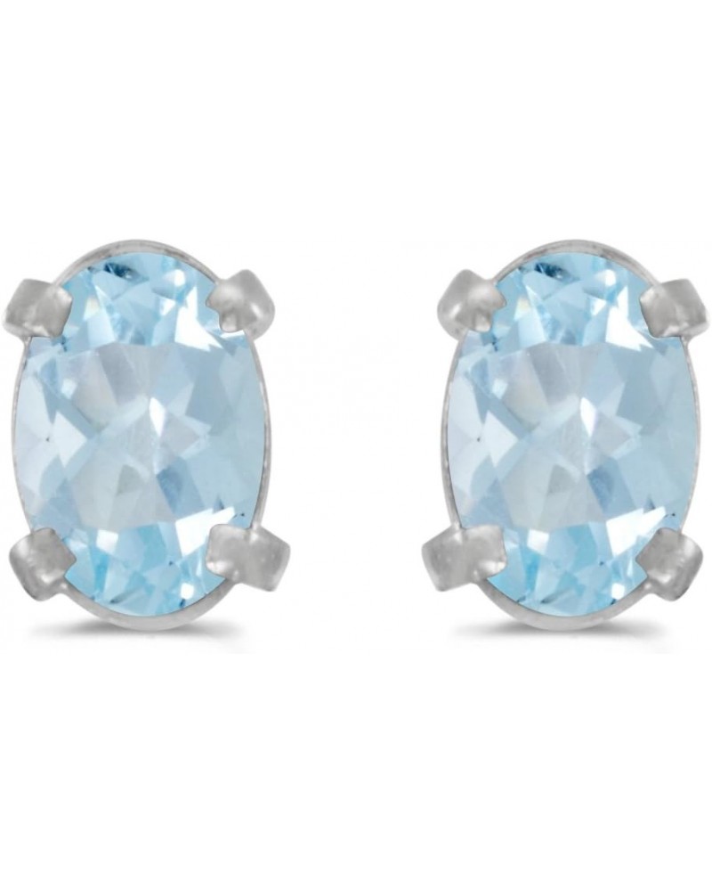 14k White Gold Oval Aquamarine Earrings $50.99 Earrings