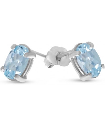 14k White Gold Oval Aquamarine Earrings $50.99 Earrings