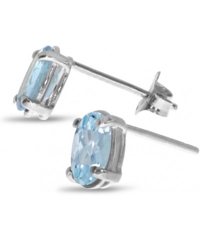 14k White Gold Oval Aquamarine Earrings $50.99 Earrings