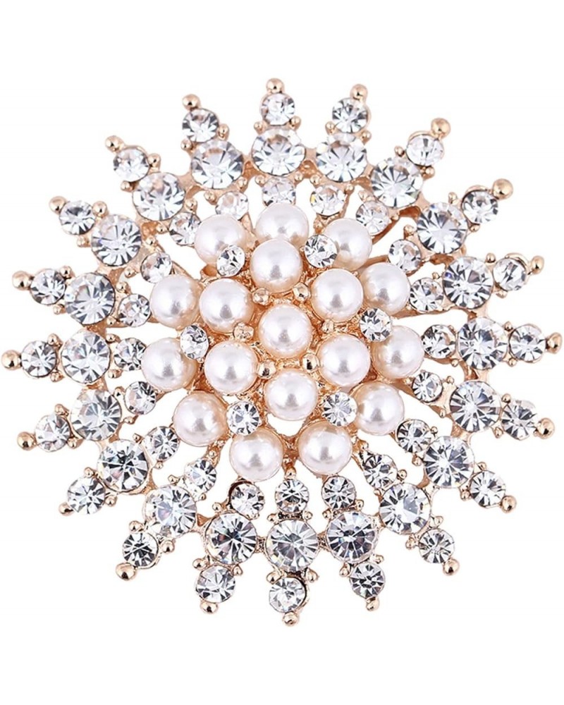 Snowflake Vintage Pearl Corsage Female Autumn and Winter Temperament Brooch Fashion Pearl Cactus Corsage Women's Suit Coat Br...