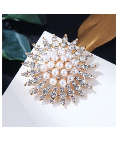 Snowflake Vintage Pearl Corsage Female Autumn and Winter Temperament Brooch Fashion Pearl Cactus Corsage Women's Suit Coat Br...