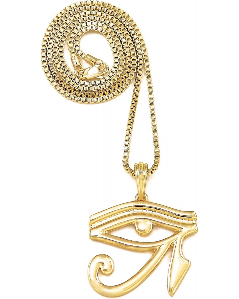 Eye Of Ra Gold Color Egyptian Pendant with 24 Inch Long Box Necklace $11.94 Necklaces