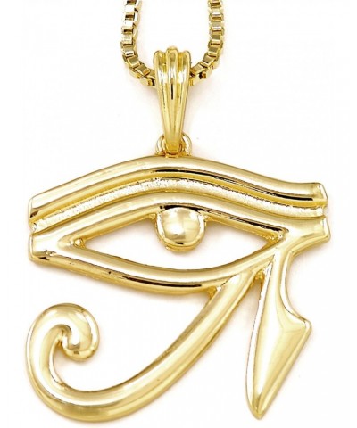 Eye Of Ra Gold Color Egyptian Pendant with 24 Inch Long Box Necklace $11.94 Necklaces