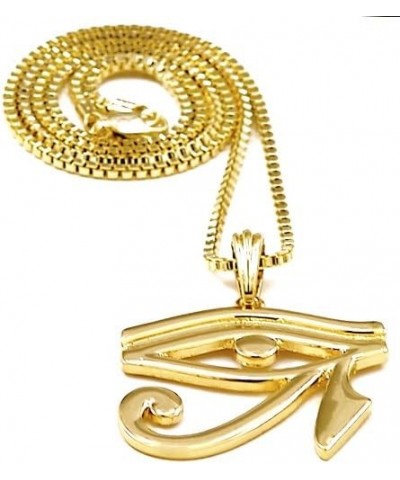 Eye Of Ra Gold Color Egyptian Pendant with 24 Inch Long Box Necklace $11.94 Necklaces