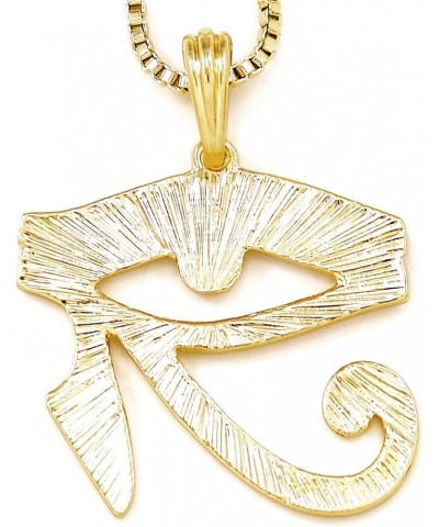 Eye Of Ra Gold Color Egyptian Pendant with 24 Inch Long Box Necklace $11.94 Necklaces