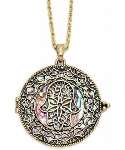 New Necklace Hamsa Hand Abalone Shell Evil Eye 33"Long Chain GOLD Elegant Cute Unique Stunning Style Pretty jewerly perfect f...