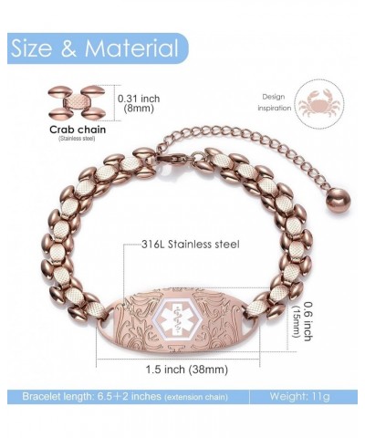 Personalized Medical Alert Bracelets for Women Free Engraving, Medical ID Bracelet for Women Girls, Zinc Alloy Chain with Cub...