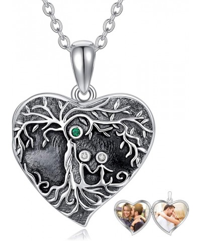 Heart Locket Necklace That Hold Pictures Sterling Silver Photo Locket Pendant Memorial Gift for Women Girl D-Tree Heart Locke...